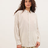 Pas de Calais Apparel Womens Blouses Organic Cotton Dobby Stripe Standard Shirt