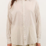 Pas de Calais Apparel Womens Blouses Organic Cotton Dobby Stripe Standard Shirt