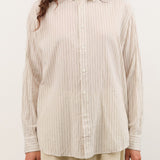 Pas de Calais Apparel Womens Blouses Organic Cotton Dobby Stripe Standard Shirt