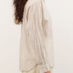 Pas de Calais Apparel Womens Blouses Organic Cotton Dobby Stripe Standard Shirt