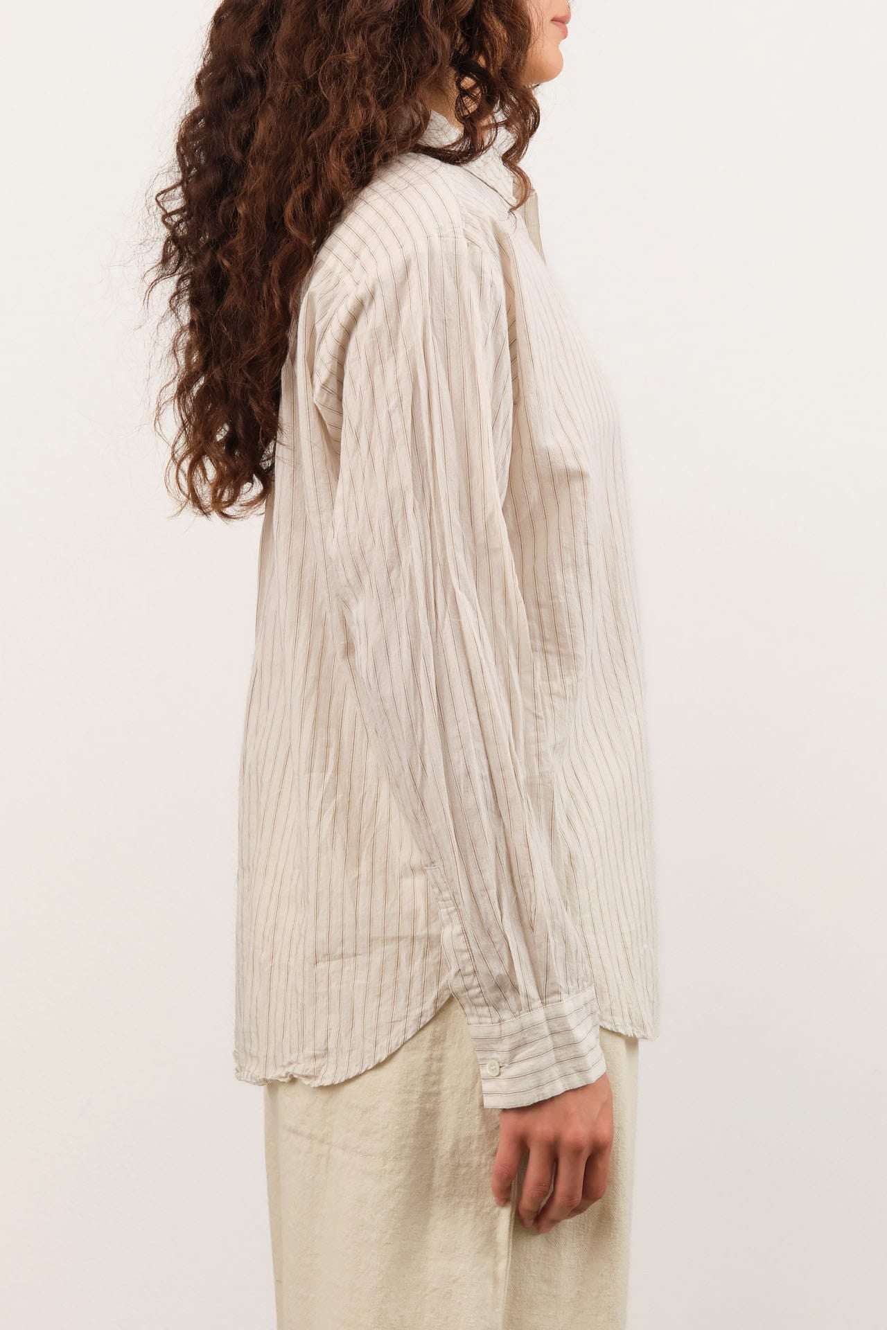 Pas de Calais Apparel Womens Blouses Organic Cotton Dobby Stripe Standard Shirt