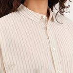 Pas de Calais Apparel Womens Blouses Organic Cotton Dobby Stripe Standard Shirt