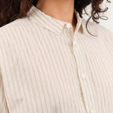 Pas de Calais Apparel Womens Blouses Organic Cotton Dobby Stripe Standard Shirt