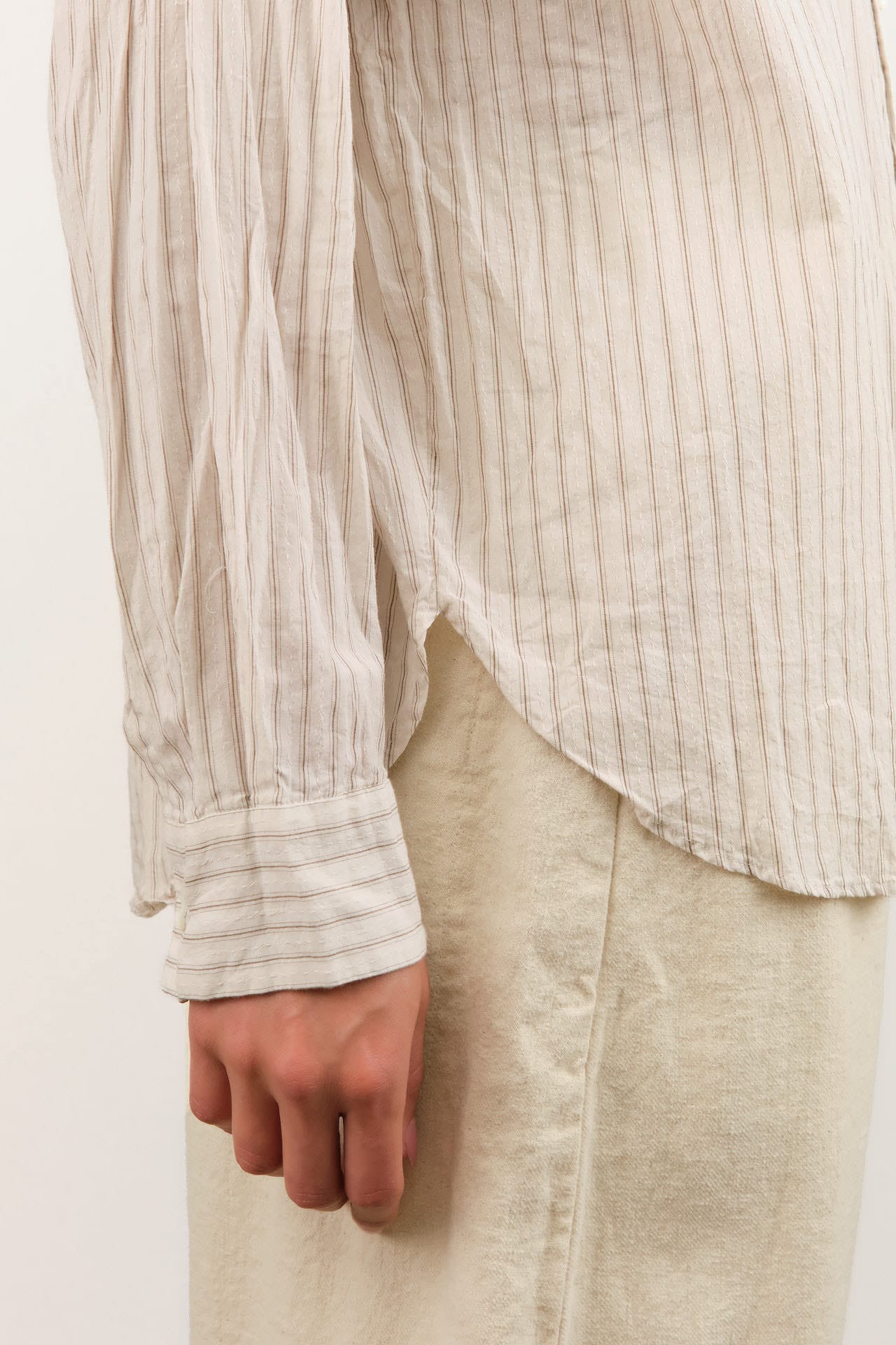 Pas de Calais Apparel Womens Blouses Organic Cotton Dobby Stripe Standard Shirt