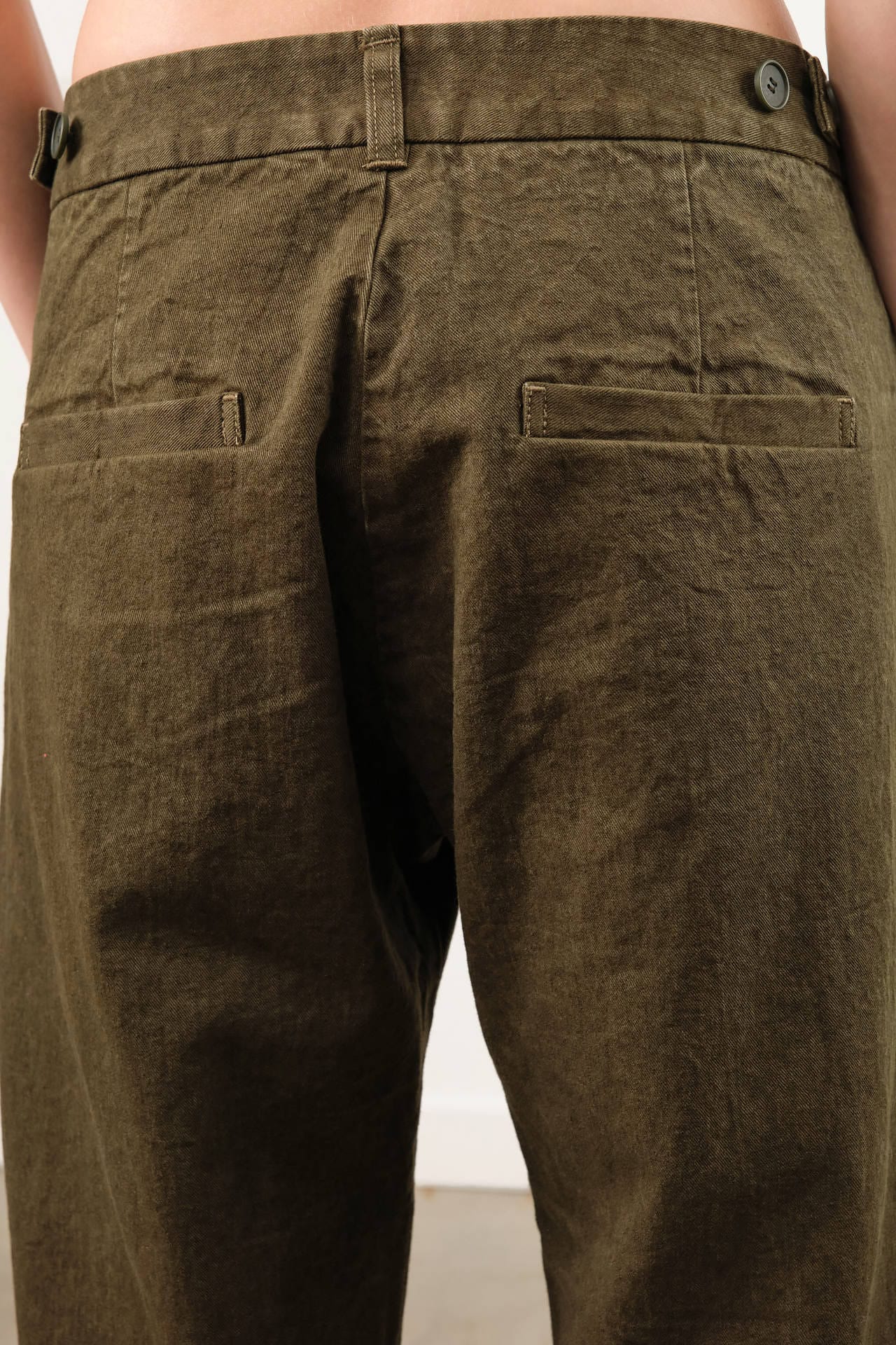 Pas de Calais Apparel Womens Pants Organic Cotton Linen Natural Twill Loose Slim Pants