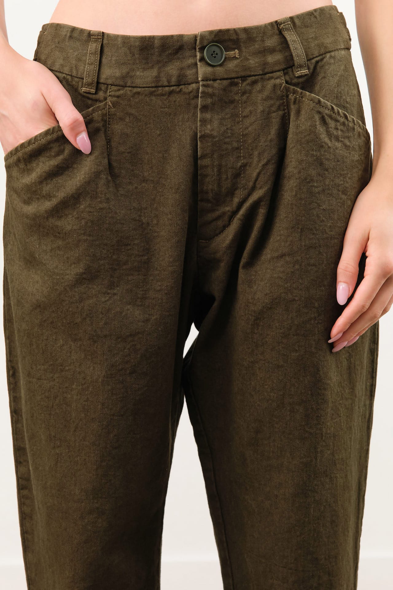 Pas de Calais Apparel Womens Pants Organic Cotton Linen Natural Twill Loose Slim Pants