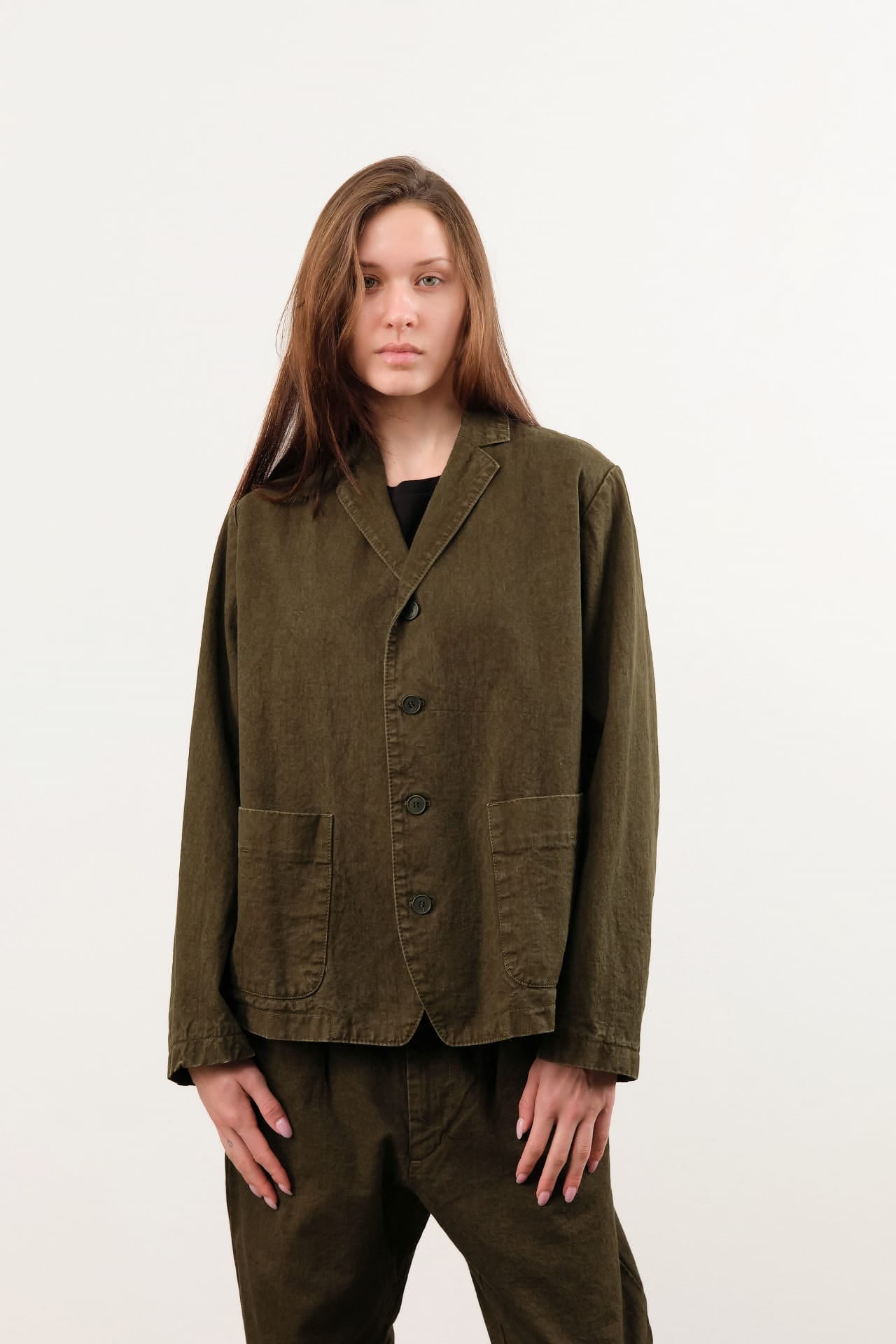Pas de Calais Apparel Womens Jackets Organic Cotton Linen Natural Twill Tailored Jacket