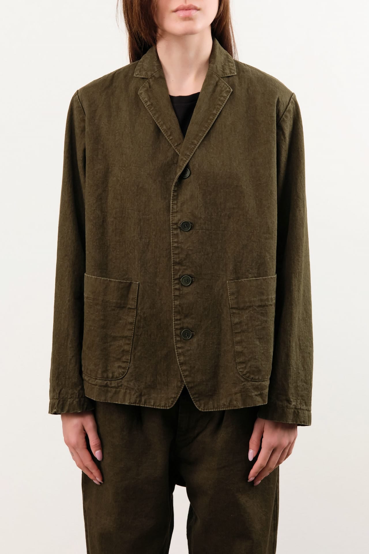 Pas de Calais Apparel Womens Jackets Organic Cotton Linen Natural Twill Tailored Jacket