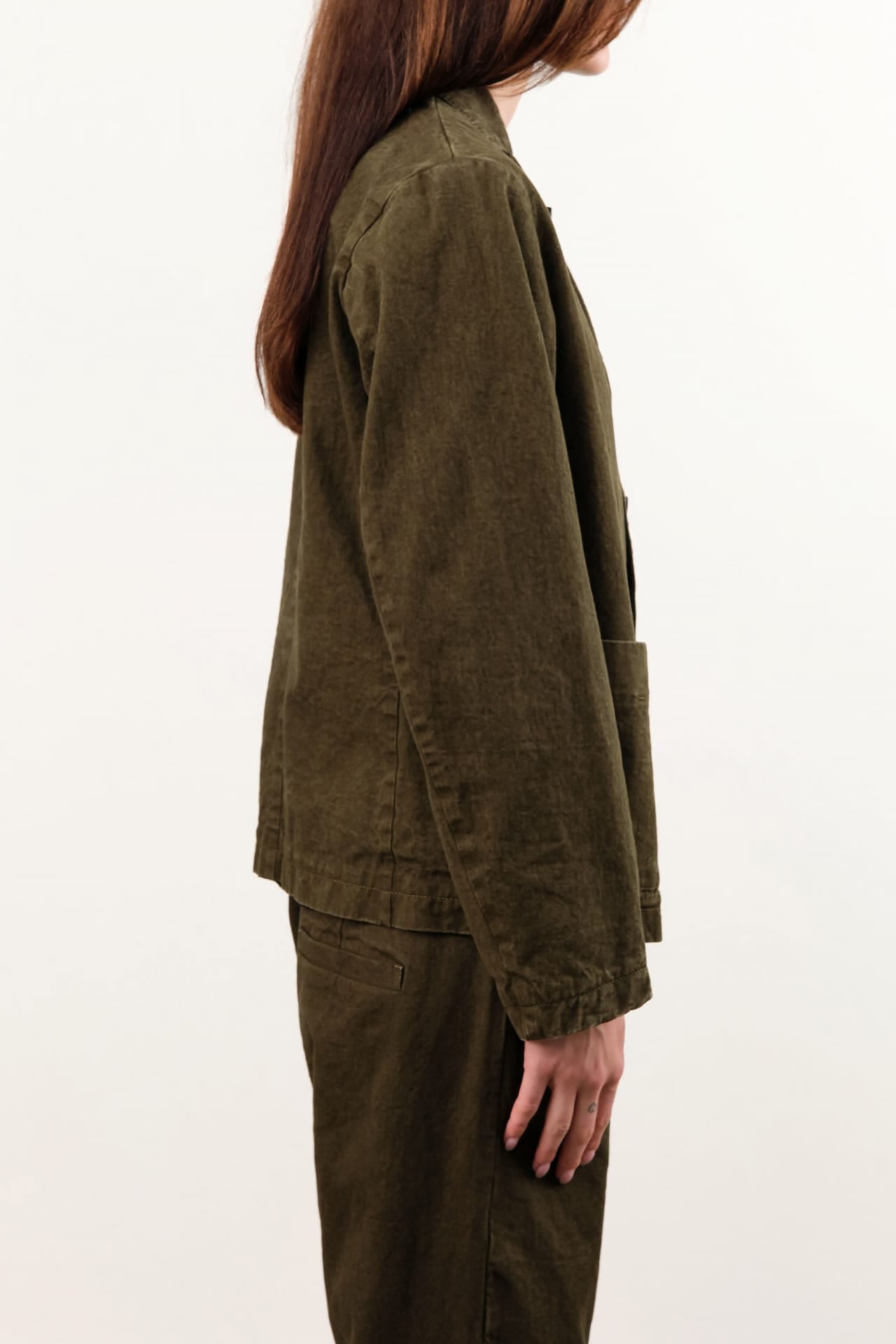 Pas de Calais Apparel Womens Jackets Organic Cotton Linen Natural Twill Tailored Jacket