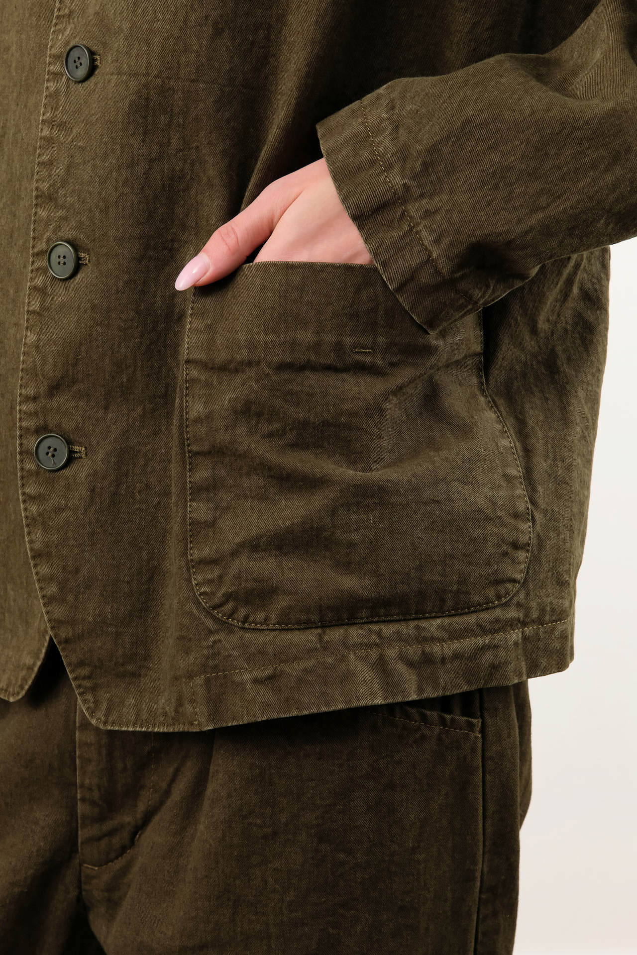 Pas de Calais Apparel Womens Jackets Organic Cotton Linen Natural Twill Tailored Jacket