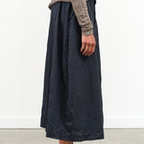 Pas de Calais Designer Brand Pin Dot Crinkle Midi Skirt With Button in Navy Blue 