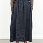 Pin Dot Crinkle Midi Skirt With Button in Navy Blue by Pas de Calais Designer Brand 