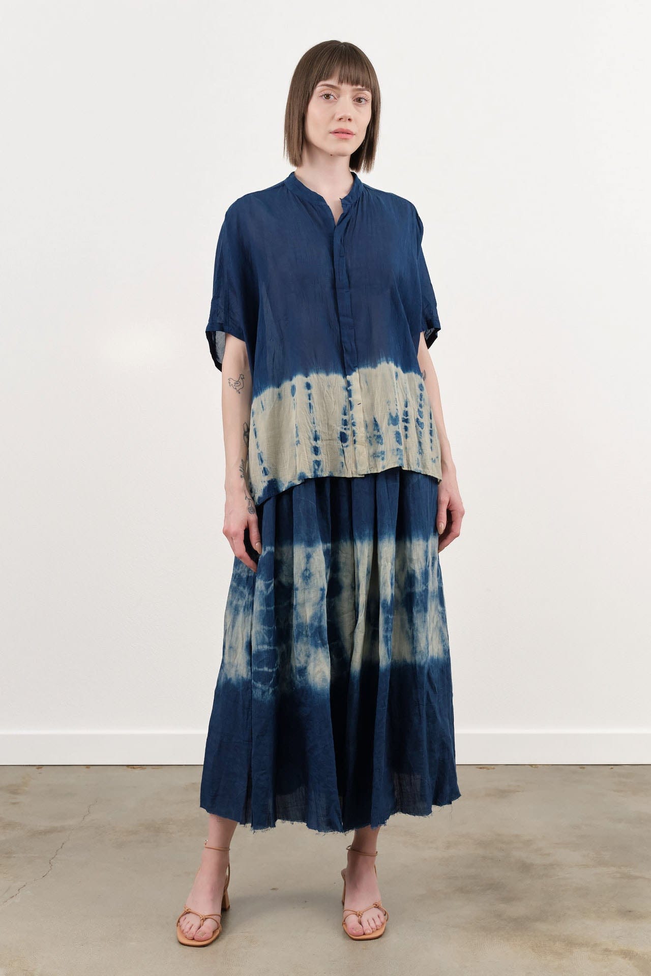 Pas de Calais Apparel Womens Skirts Ramie Tencel Willow Dye Skirt