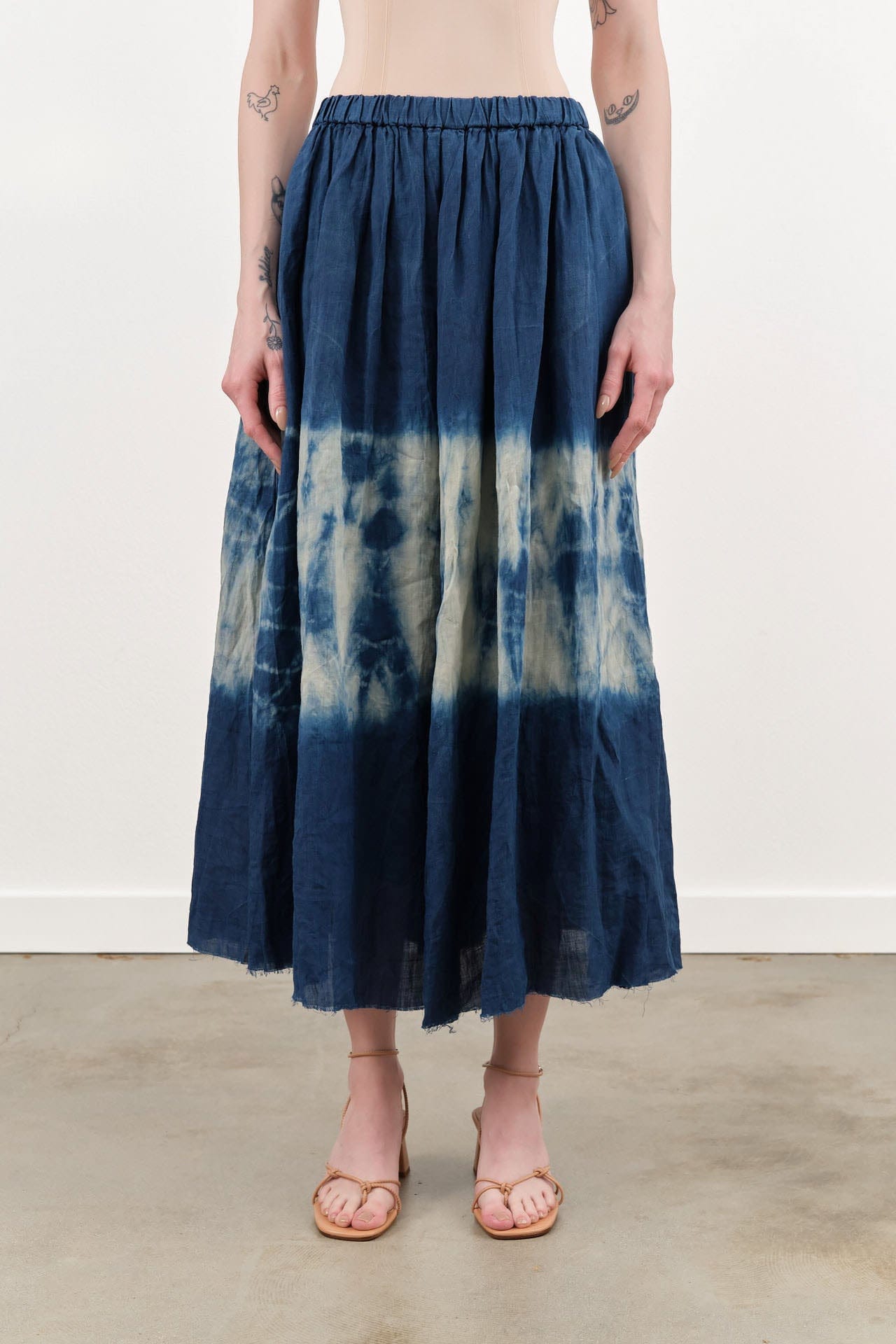 Pas de Calais Apparel Womens Skirts Ramie Tencel Willow Dye Skirt