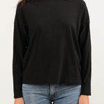 Pas de Calais Apparel Womens Tees Recycle Jersey Long Sleeve Pullover in Black