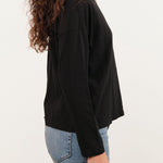 Pas de Calais Apparel Womens Tees Recycle Jersey Long Sleeve Pullover in Black