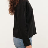 Pas de Calais Apparel Womens Tees Recycle Jersey Long Sleeve Pullover in Black