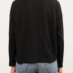Pas de Calais Apparel Womens Tees Recycle Jersey Long Sleeve Pullover in Black