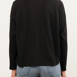 Pas de Calais Apparel Womens Tees Recycle Jersey Long Sleeve Pullover in Black
