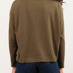Pas de Calais Apparel Womens Tees Recycle Jersey Long Sleeve Pullover in Khaki
