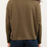 Pas de Calais Apparel Womens Tees Recycle Jersey Long Sleeve Pullover in Khaki