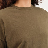Pas de Calais Apparel Womens Tees Recycle Jersey Long Sleeve Pullover in Khaki