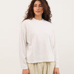 Pas de Calais Apparel Womens Tees Recycle Jersey Long Sleeve Pullover in White