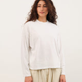 Pas de Calais Apparel Womens Tees Recycle Jersey Long Sleeve Pullover in White