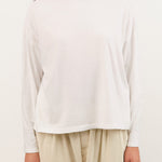 Pas de Calais Apparel Womens Tees Recycle Jersey Long Sleeve Pullover in White