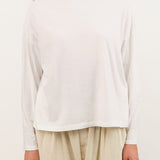 Pas de Calais Apparel Womens Tees Recycle Jersey Long Sleeve Pullover in White