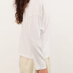 Pas de Calais Apparel Womens Tees Recycle Jersey Long Sleeve Pullover in White