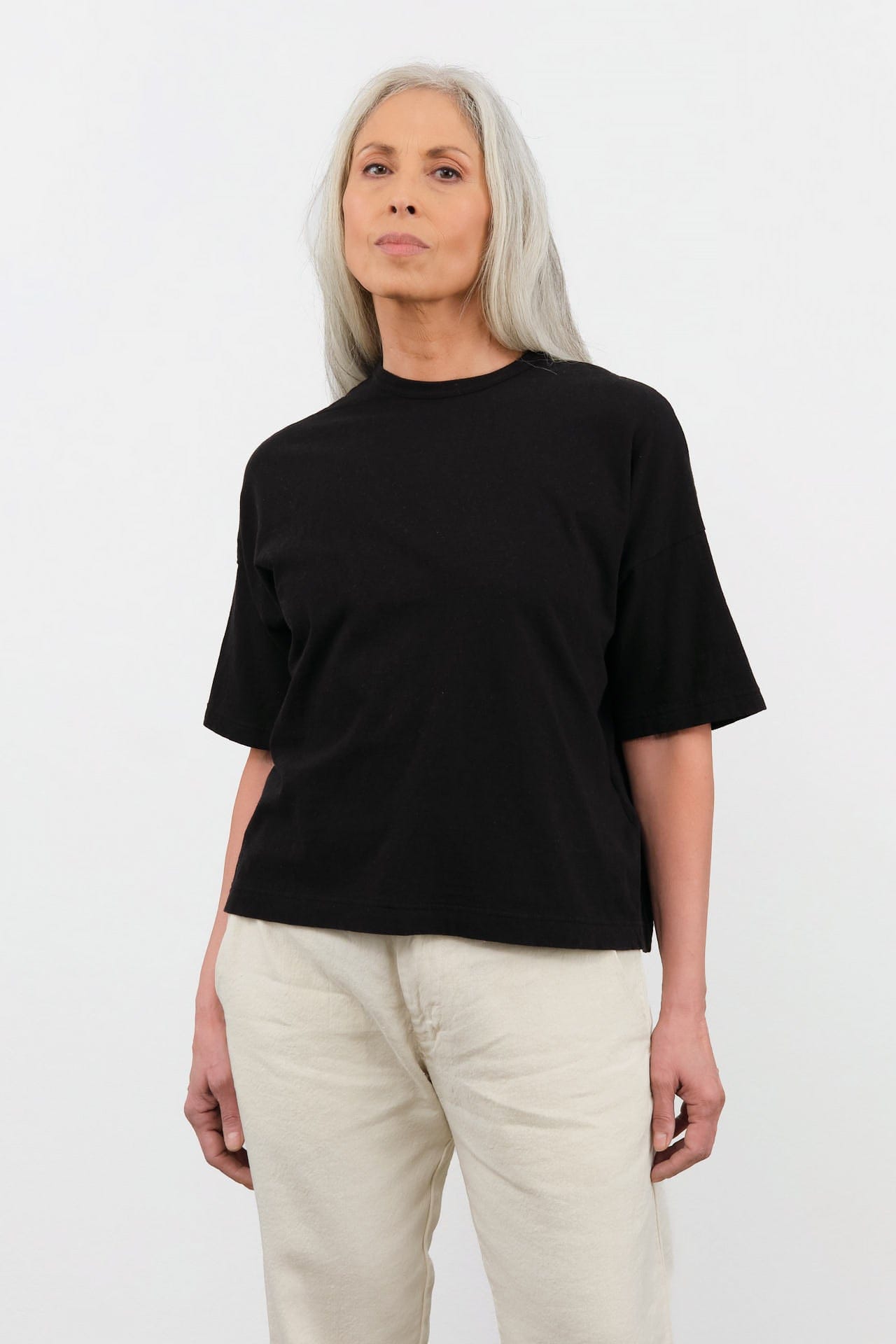 Pas de Calais Apparel Womens Tees Recycle Jersey Oversize T-Shirt in Black