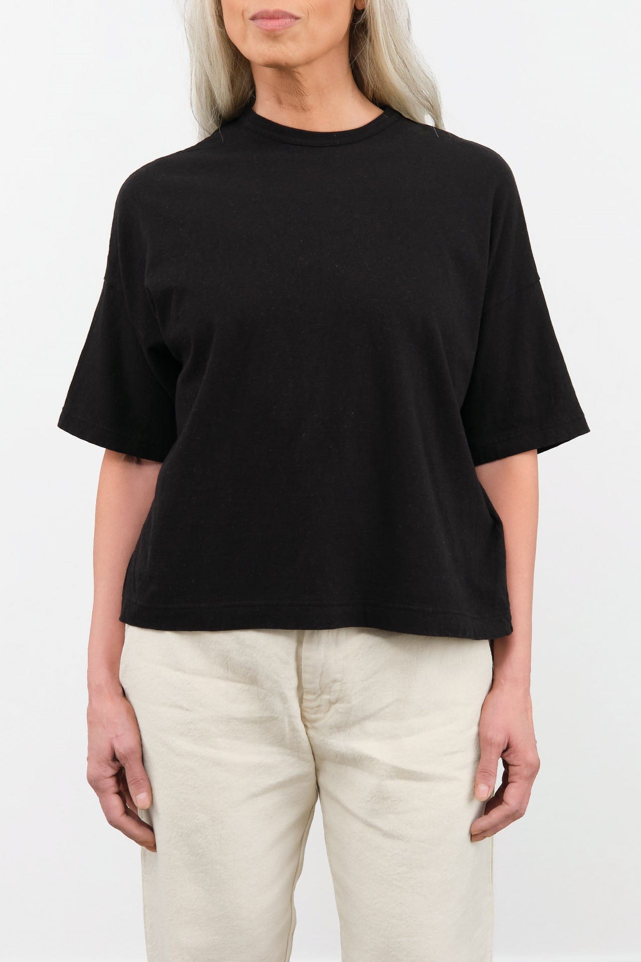 Pas de Calais Apparel Womens Tees Recycle Jersey Oversize T-Shirt in Black