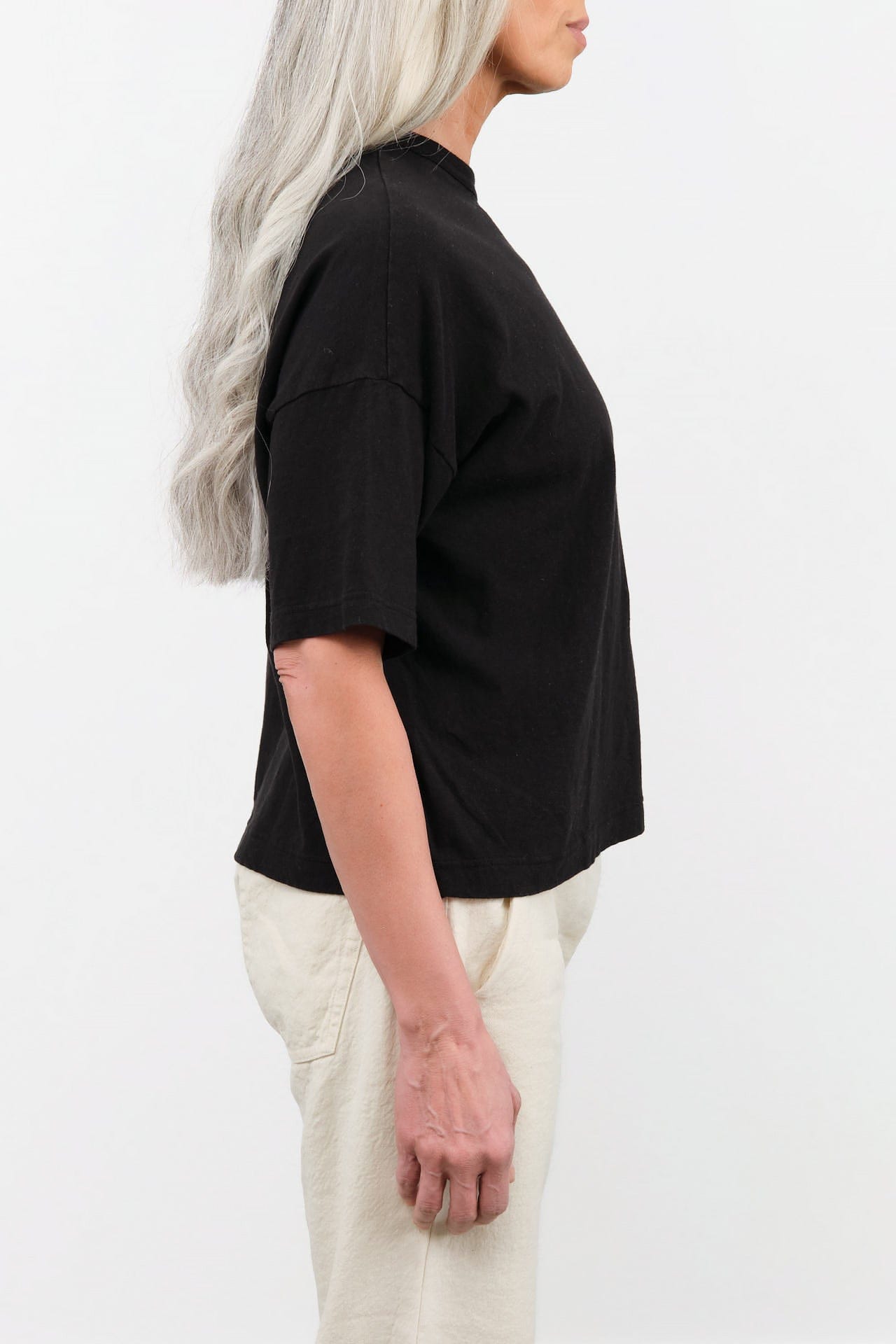 Pas de Calais Apparel Womens Tees Recycle Jersey Oversize T-Shirt in Black