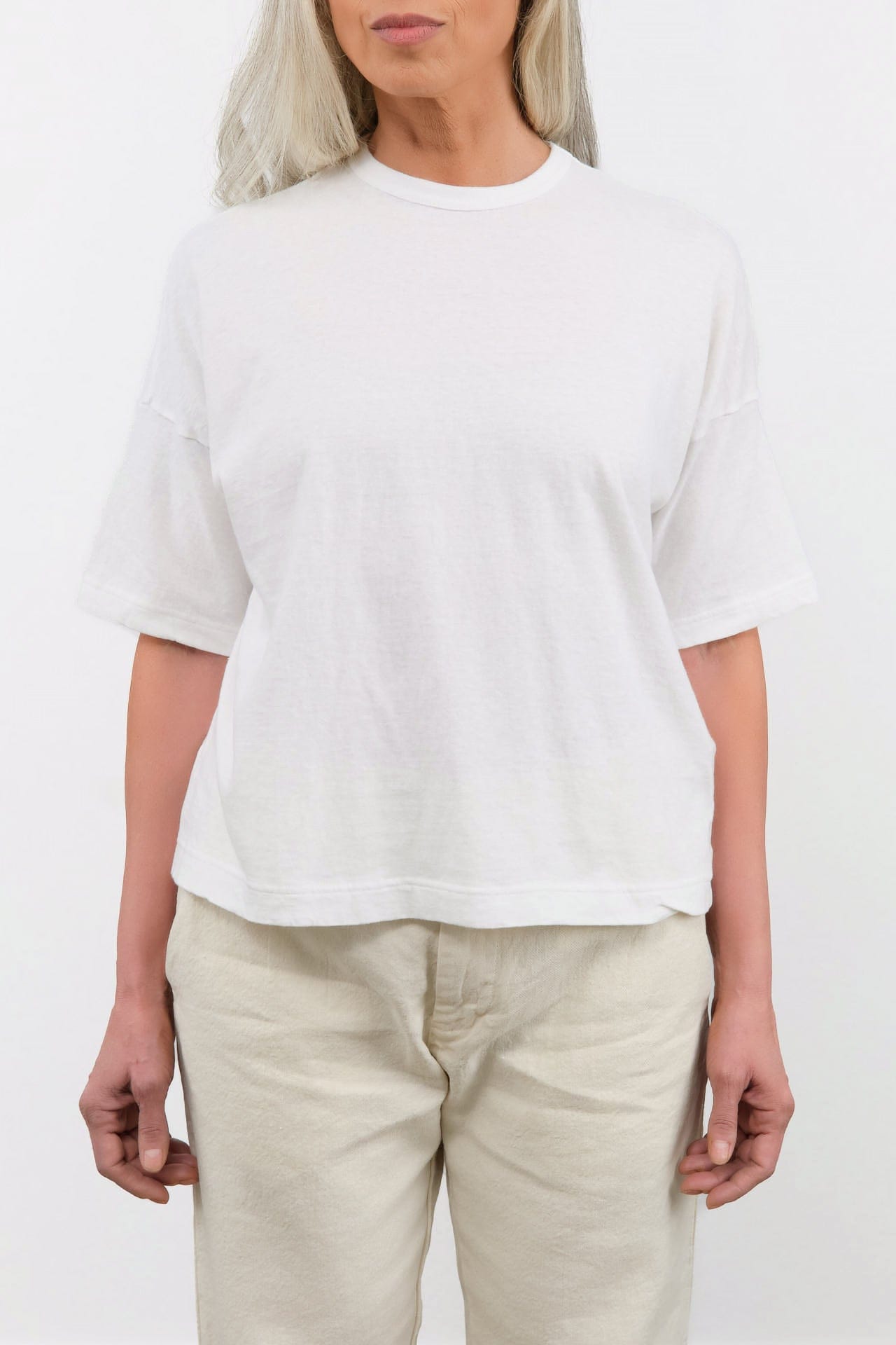 Pas de Calais Apparel Womens Tees Recycle Jersey Oversize T-Shirt in White