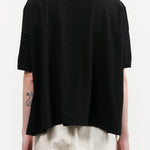 Black Recycled Cotton Relaxed Short Sleeve T-Shirt by Pas de Calais Designer Brand 