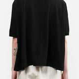 Black Recycled Cotton Relaxed Short Sleeve T-Shirt by Pas de Calais Designer Brand 