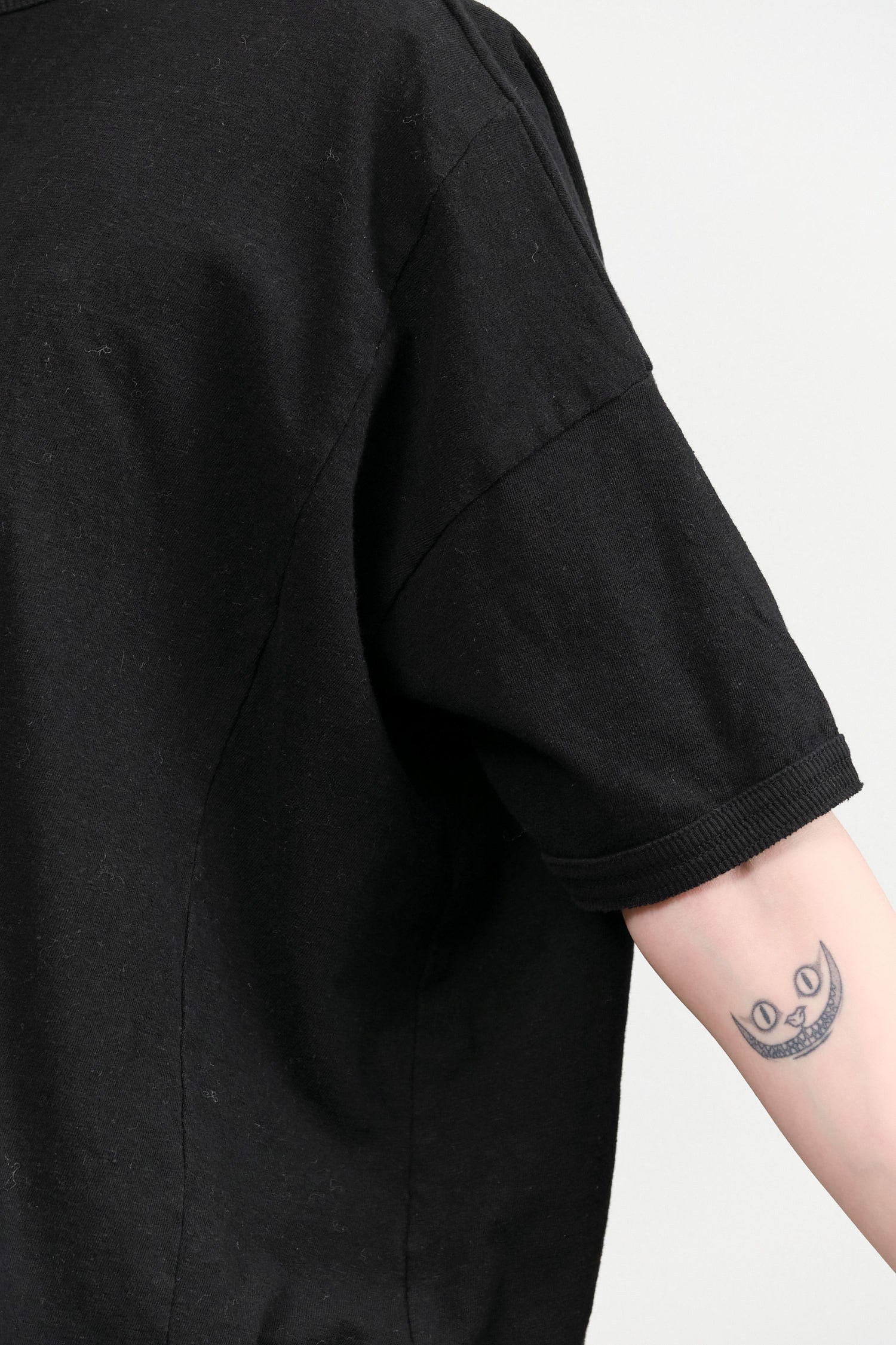 Recycled Cotton Relaxed Short Sleeve T-Shirt in Black by Pas de Calais Designer Brand 