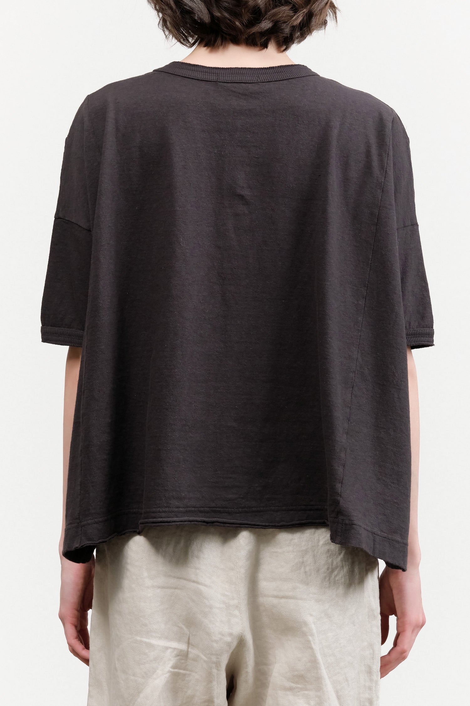 Charcoal Recycled Cotton Relaxed Short Sleeve T-Shirt by Pas de Calais Designer Brand 