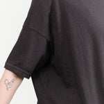 Recycled Cotton Relaxed Short Sleeve T-Shirt in Charcoal by Pas de Calais Designer Brand 