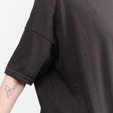 Recycled Cotton Relaxed Short Sleeve T-Shirt in Charcoal by Pas de Calais Designer Brand 