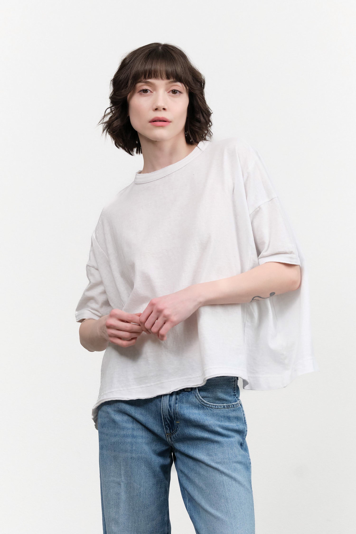 Pas de Calais Recycled Cotton Relaxed Short Sleeve T-Shirt in White