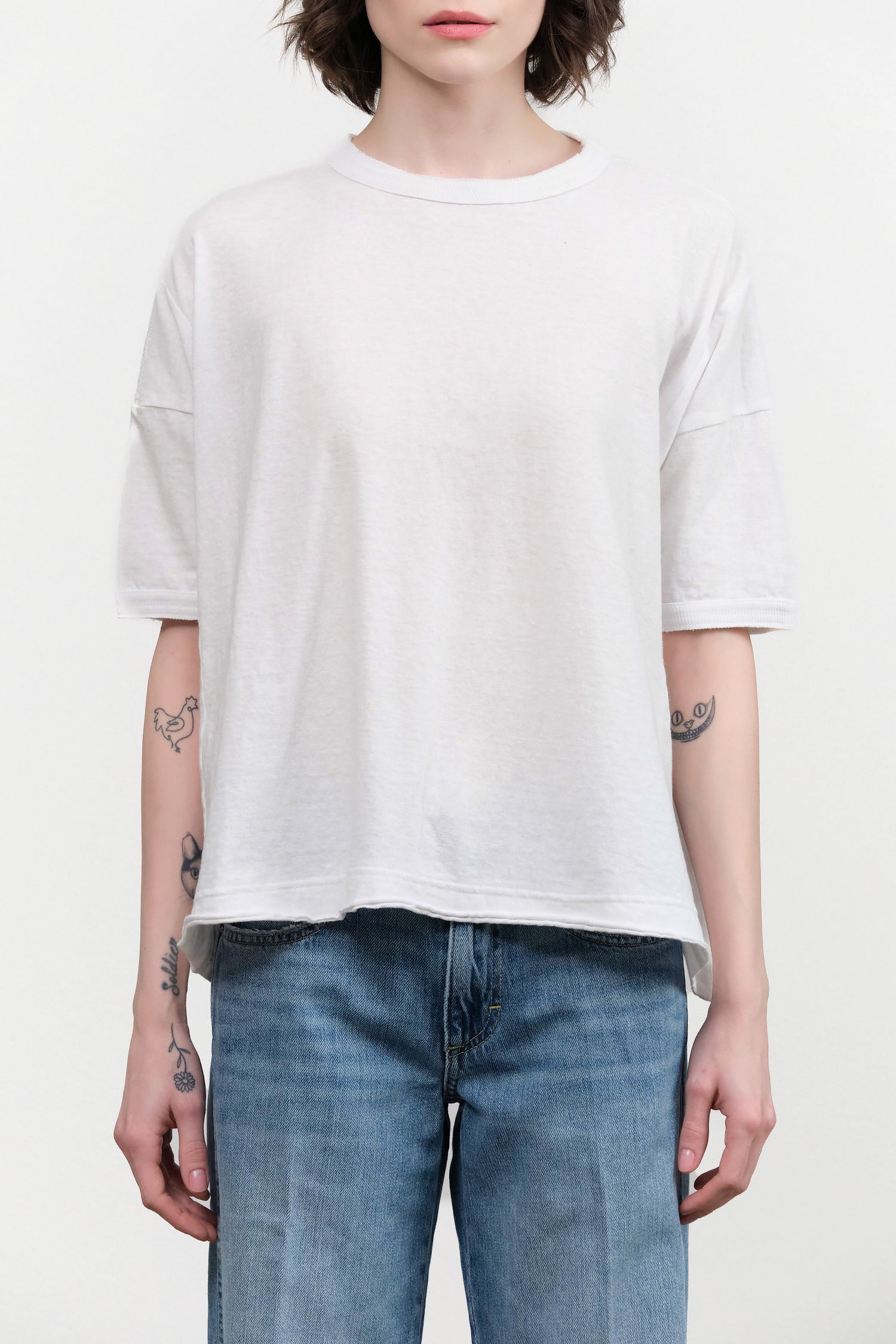 Recycled Cotton Relaxed Short Sleeve T-Shirt by Pas de Calais in White