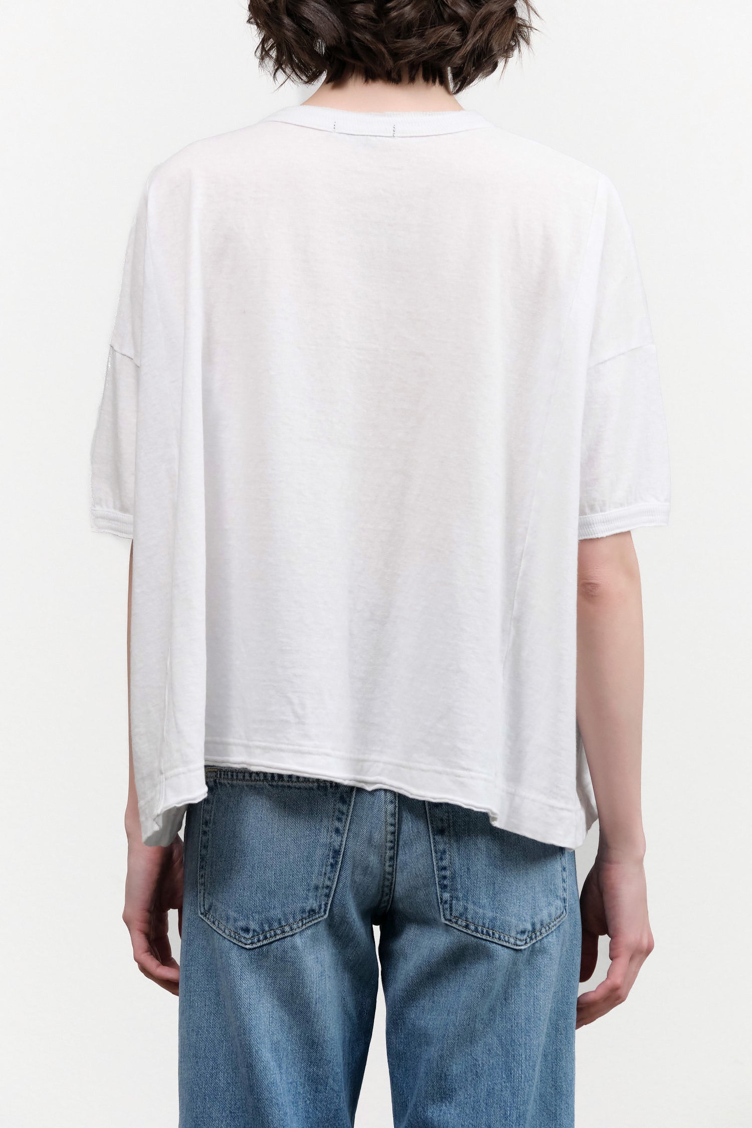 White Recycled Cotton Relaxed Short Sleeve T-Shirt by Pas de Calais Designer Brand 