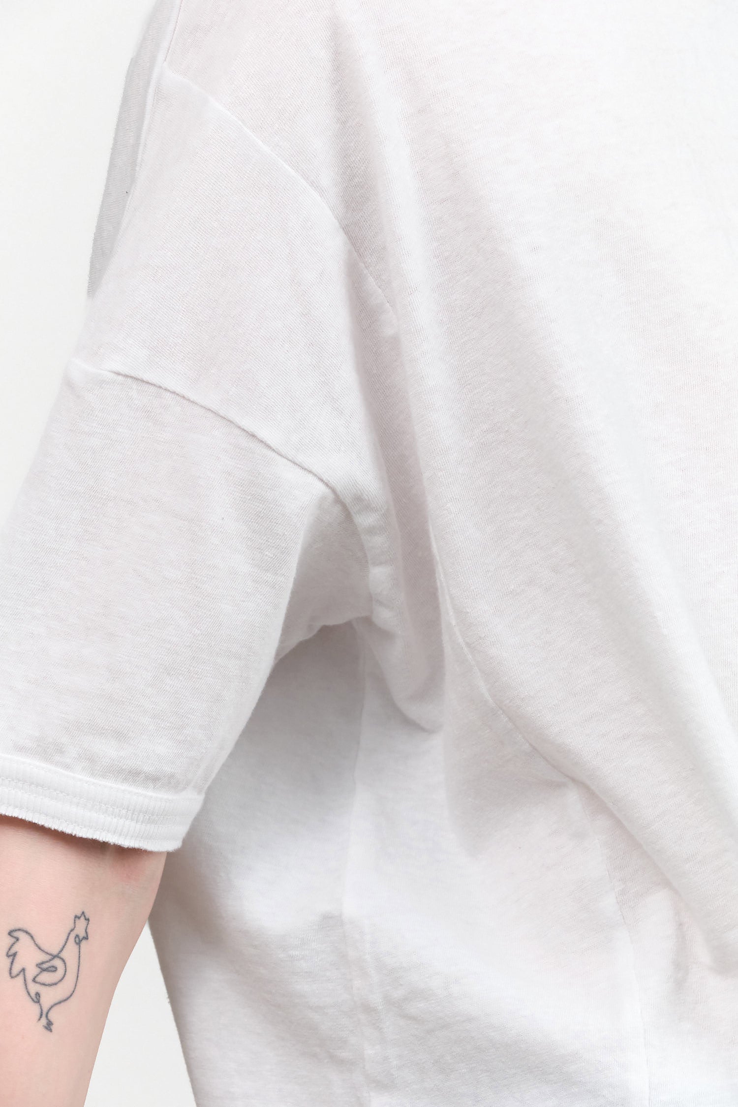 Recycled Cotton Relaxed Short Sleeve T-Shirt in White by Pas de Calais Designer Brand 