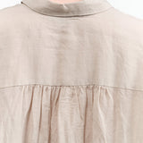 Grey Tencel/Ramie Botanical Dye Button Up Blouse with Fold Over Point Collar by Pas de Calais Designer Brand 