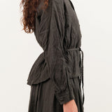 Pas de Calais Apparel Womens Jackets Washed Double-Sided Brushed Linen Canvas Shirt Jacket