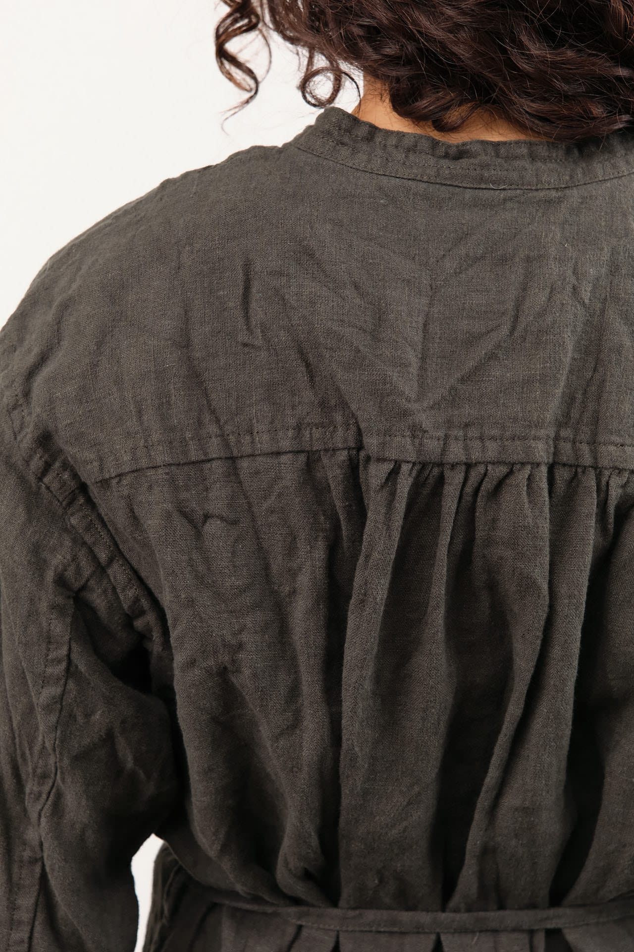 Pas de Calais Apparel Womens Jackets Washed Double-Sided Brushed Linen Canvas Shirt Jacket