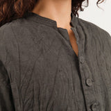 Pas de Calais Apparel Womens Jackets Washed Double-Sided Brushed Linen Canvas Shirt Jacket