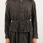 Pas de Calais Apparel Womens Jackets Washed Double-Sided Brushed Linen Canvas Shirt Jacket